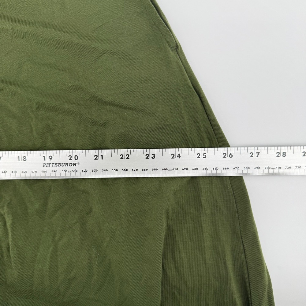 American Giant Olive Green Flex Fit & Flare Midi Dress Womens Size M USA Made - Picture 11 of 12